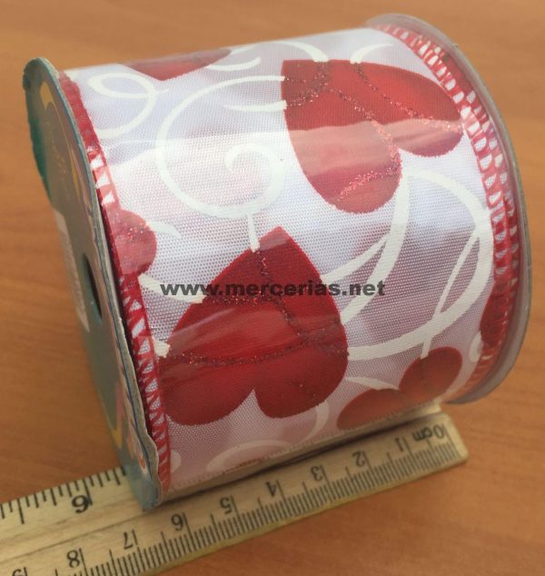 Liston Corazones Greca 6.4cm 5metros